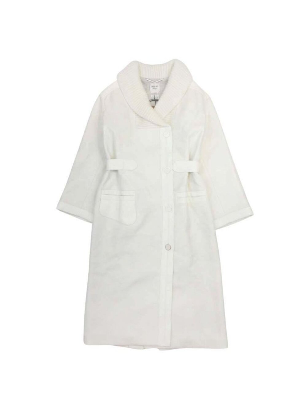Hermes Volume Color Coat Deerskin Trim Jacket Knit Lining 34 White Off